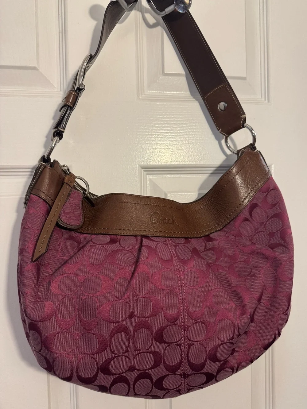 Coach Large Vintage Amethyst Soho Hobo Pleated Shoulder Bag and Matching Key Fob